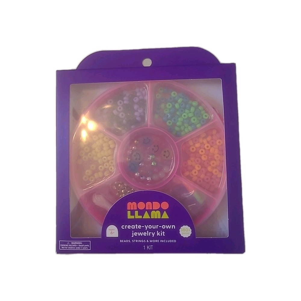 Mondo Llama Create-Your-Own‎ Jewelry Kit 380+ Pieces Beads Strings Charms DIY